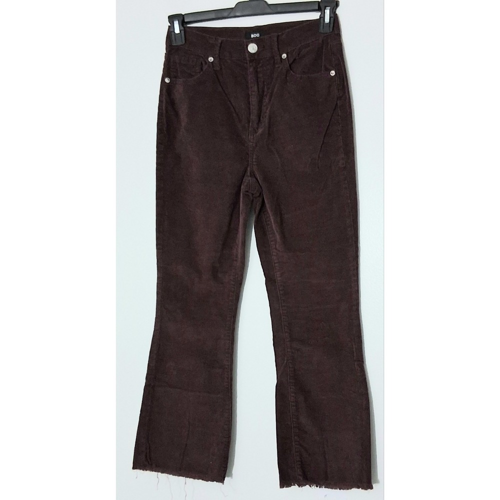 BDG Pants Women's Size 27 Maroon Corduroy Bootcut High Rise Raw Hem Pre-owned